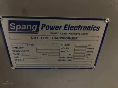 Sprang Power Electronics 22KVA Dry Type Transformer 480V 121/105/91V 3PH 60Hz