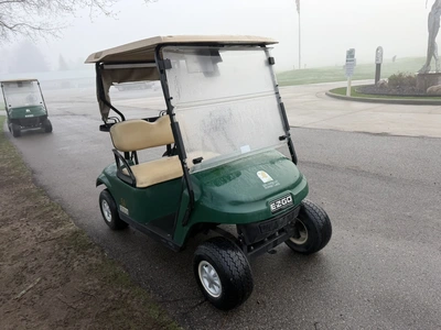 (1) 2017 E-Z-Go golf cart with a Kawasaki gas engine, model 625111G01, includes canopy, ball cover, ...