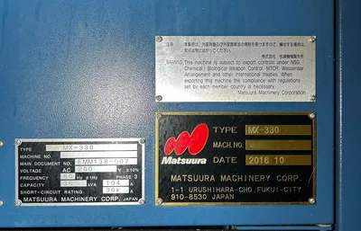 Used 2016 MATSUURA MX-330 Vertical Machining Centers California US | MachineStation #947815