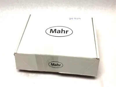 USED MAHR DIMENSIONAIR 2-JET AIR RING GAUGE W/ GUIDE CHUTES & BASE PLATE