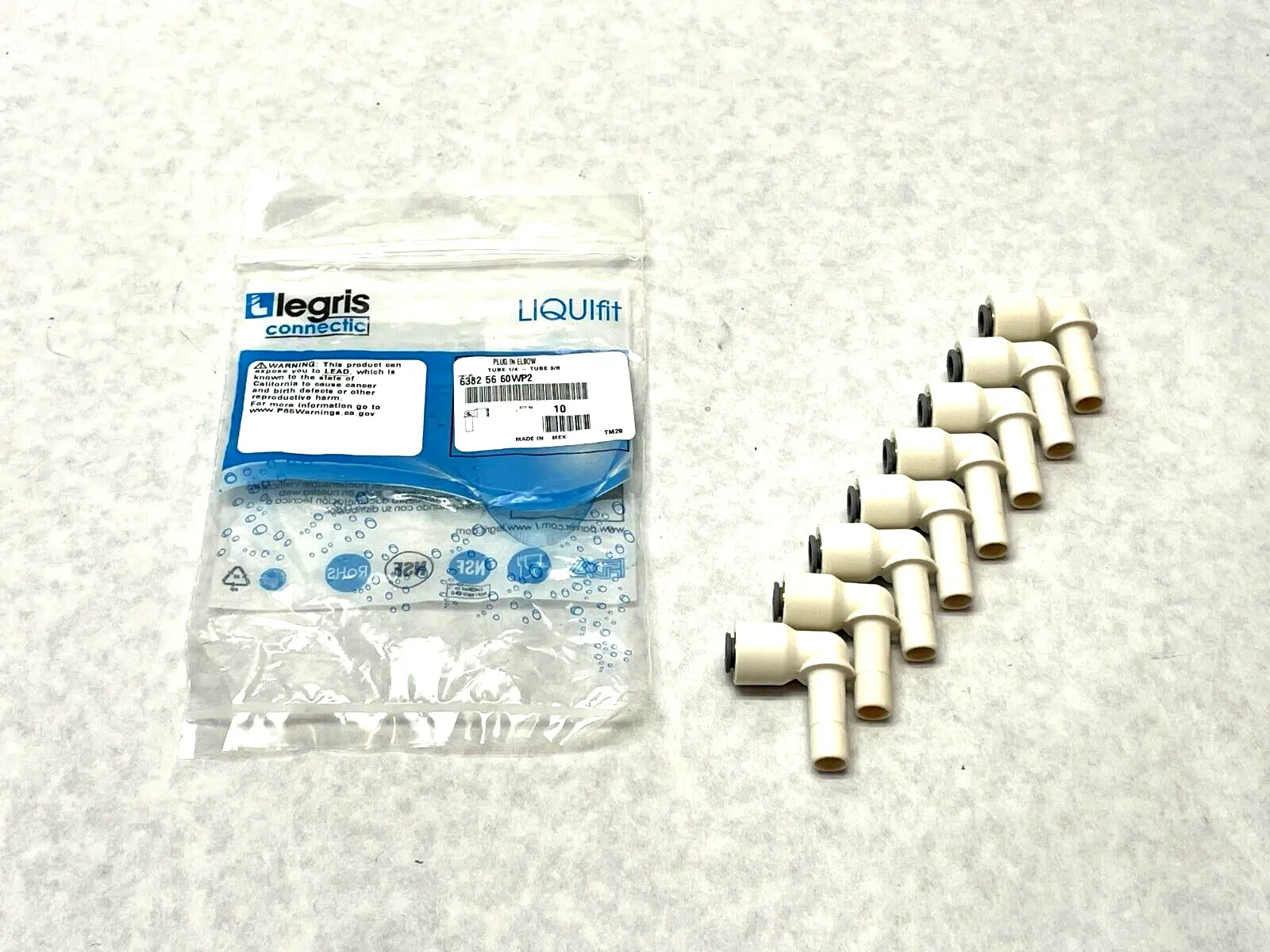 6382 56 60WP2 | Legris Liquifit  Plug-In Elbow PKG OF 8 - New Other