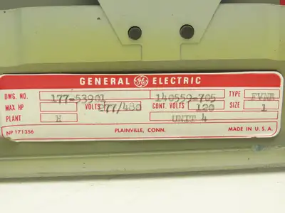 General Electric FVNR Size 1 Bucket Motor Starter Fusible 277/480V 120V Coil