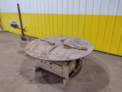 5,500 LBS X 48" AWC (ACCRA-WIRE CONTROLS) MODEL #F-200AF HORIZONTAL PALLET TYPE POWERED DE-COILER: STOCK #19258
