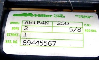 USED MILLER A81B4N AIR CYLINDER 250 PSI 1 STROKE