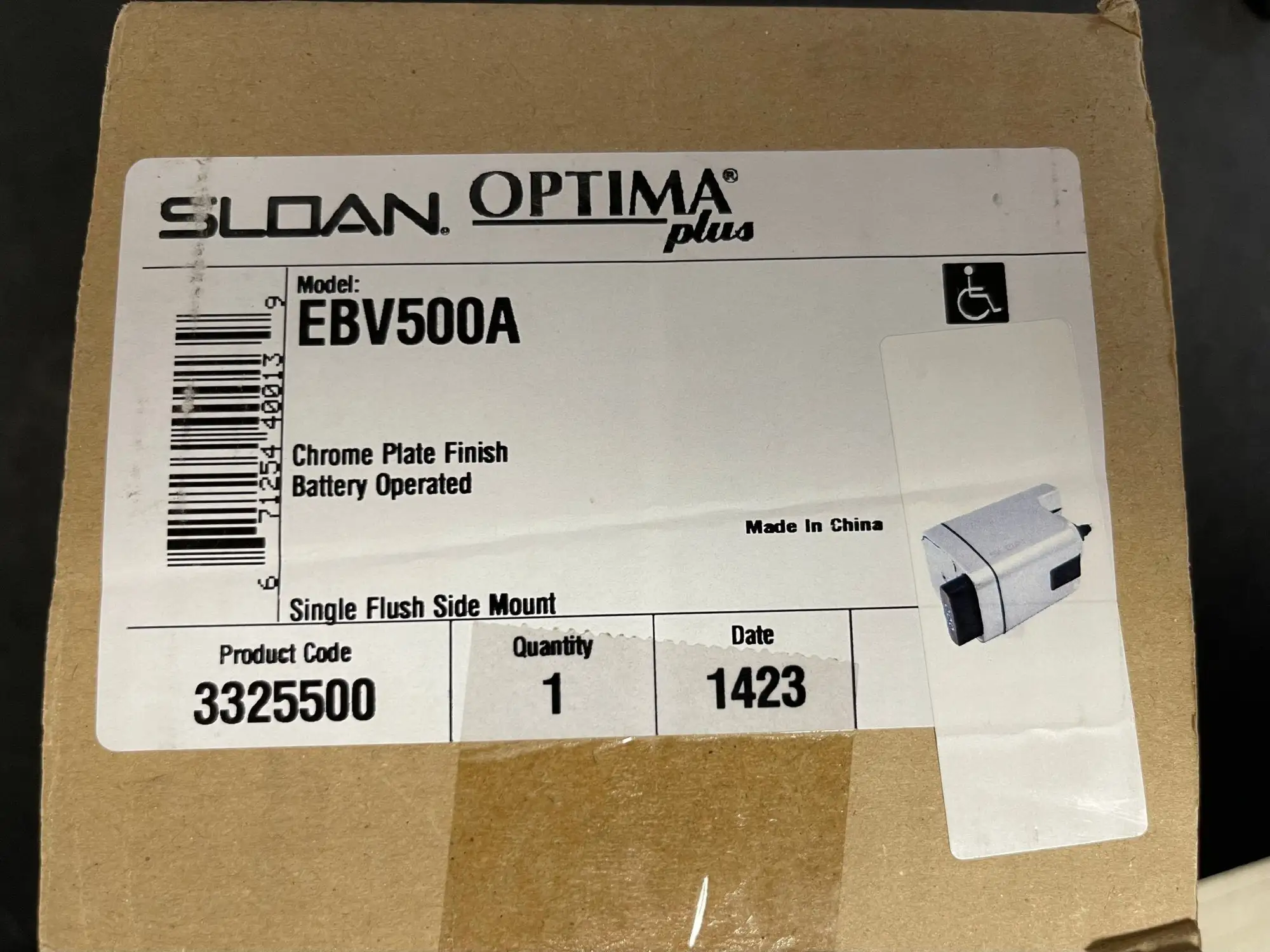 New | in-Stock Sloan New Sloan EBV-500-A Exposed Side Mount Sensor Urinal Flushometer Valve Plumbing Equipment Illinois US | Falcon Restaurant Supply #1376085