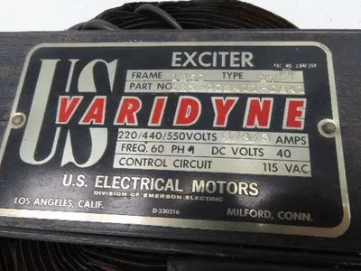 US Varidyne XR3-902411-D841 Exciter 22/440/550v 8/4/3amp 1Ph 1250 Frame 40vDC