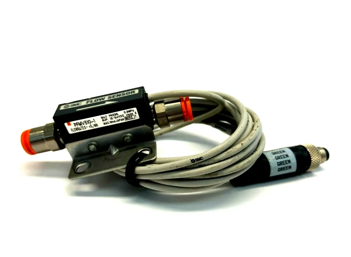 USED SMC FLOW SWITCH SENSOR, 1 TO 5V ANALOG OUTPUT, 500KPA PROOF PRESSURE