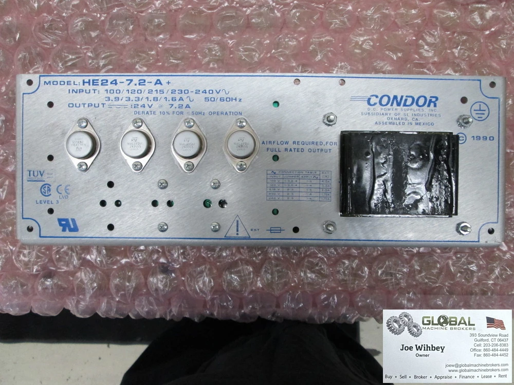 Condor HE24-7.2-A 100/120/215/230-240V Input 24V At 7.2 Amp Output Power Supply