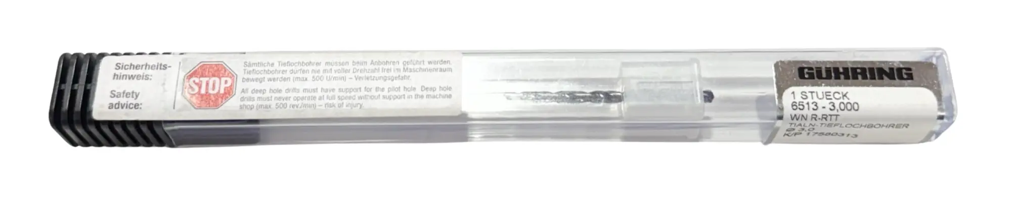 Guhring 3mm Solid Carbide Drill 30xD TiAlN Tipped Coolant Thru 135Deg