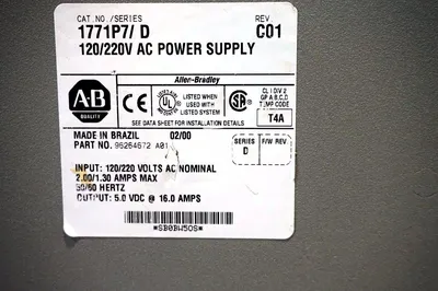 ALLEN BRADLEY 1771-P7 D POWER SUPPLY SER.D REV. C01 1771P7