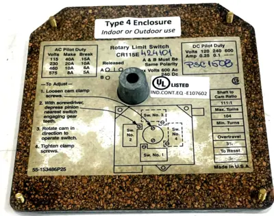 NEW PSC/GENERAL ELECTRIC CR115E424101 ROTARY GEARED LIMIT SWITCH
