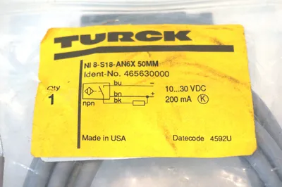NEW TURCK NI8-S18-AN6X-50MM SENSOR CABLE 465630000 NI8S18AN6X