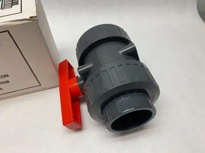 DN50 | 2" Double Union Ball Valve PVC-U, Teflon Seat, EPDM Seals - New Other