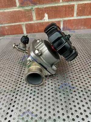 USED 2 GEMU STAINLESS STEEL  DIAPHRAGM VALVE W/ 2" TO 1/2" SANITARY FITTINGS