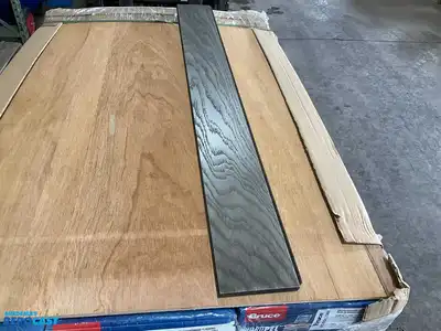 Pallet of 27 cases of Bruce Hydropel 5”x47” Oak Hardwood Flooring- Medium Gray Oak Approximately...