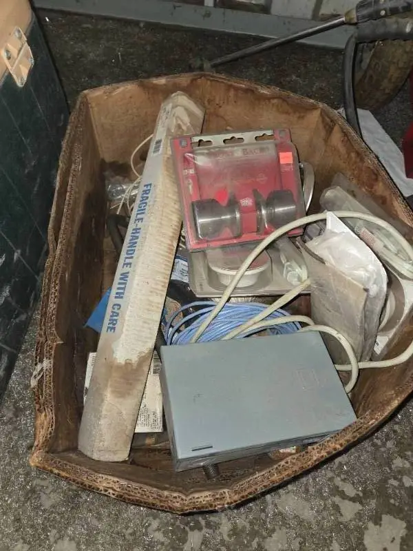 Box of misc Hardware and electrical