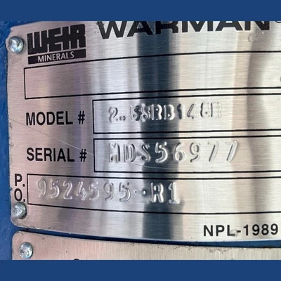 USED WARMAN 2.5SRB148R