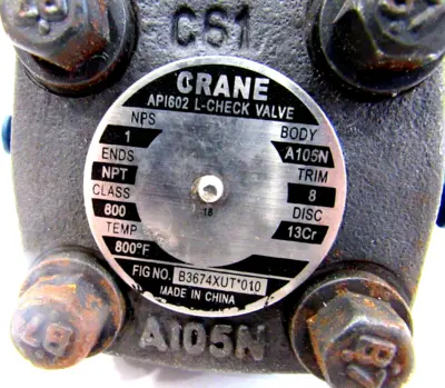 NEW CRANE B3674XUT AP1602 L-CHECK VALVE