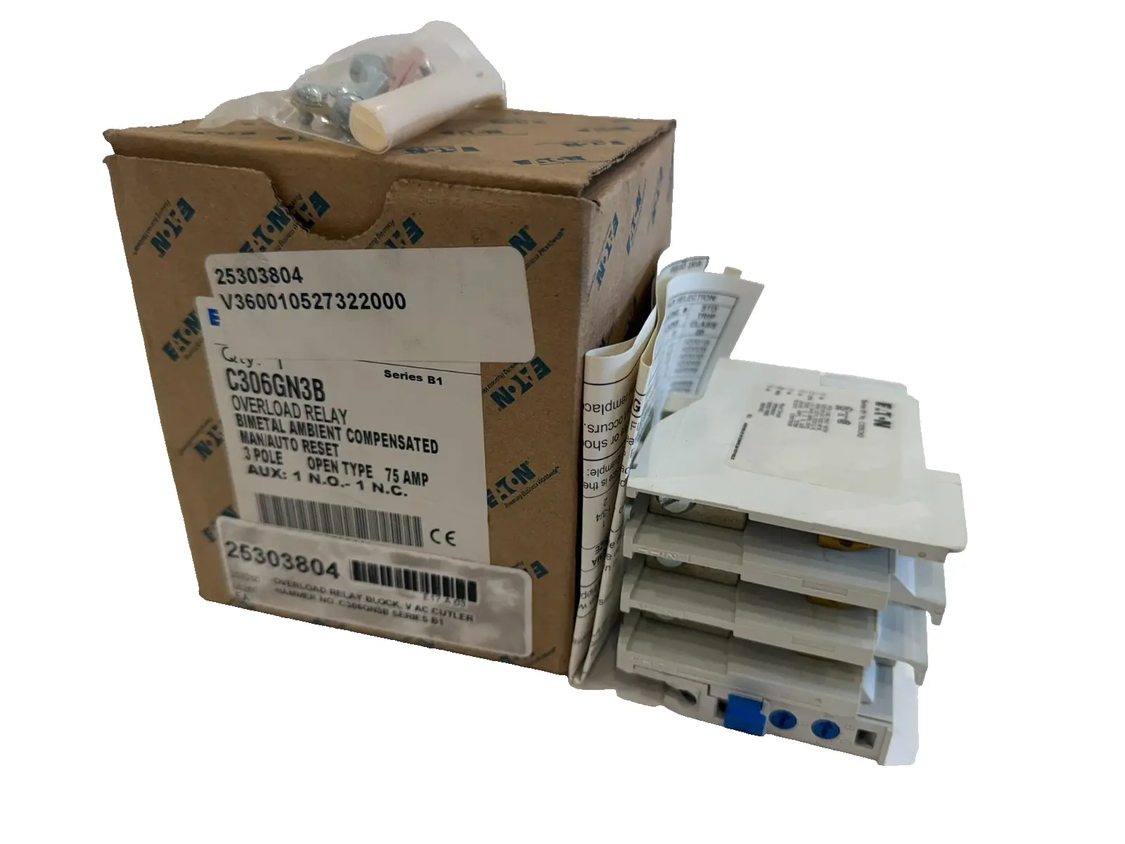 NEW EATON CUTLER-HAMMER C306GN3B OVERLOAD RELAY SERIES B1 75 AMP 3 POLE