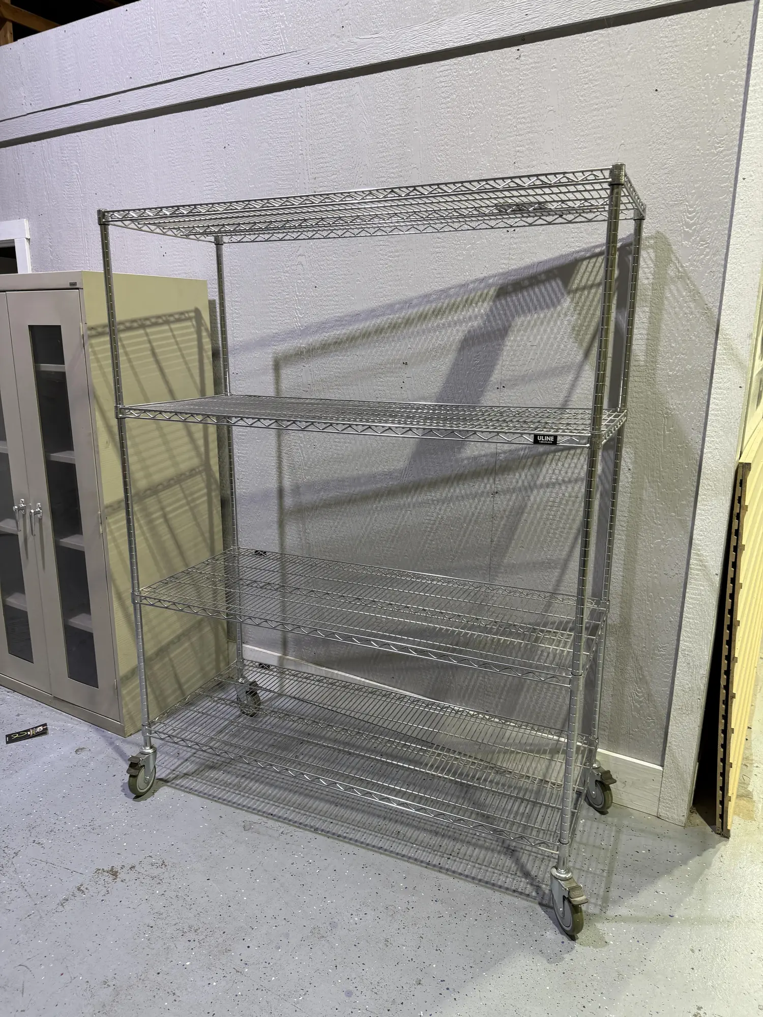 4 Tier Heavy Duty Uline Rolling Wire Rack 60" x 24" x 77 1/2"