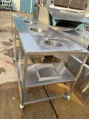 Used Falcon Restaurant Supply Used 107" Stainless Steel Table on Casters - SS283 Food Prep Tables Illinois US | Falcon Restaurant Supply #1375766