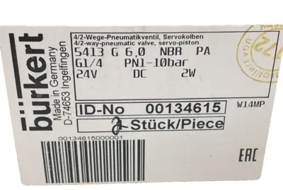 NEW BURKERT 00134615 SOLENOID VALVE LOT OF 2