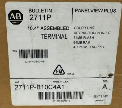 NEW ALLEN BRADLEY 2711P-B10C4A1 PANELVIEW PLUS 1000 SER. A 2711PB10C4A1
