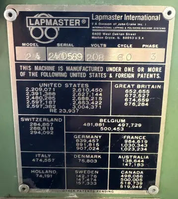 Used LAPMASTER 24 Lappers Ohio US | CW WOOD MACHINERY #1306967