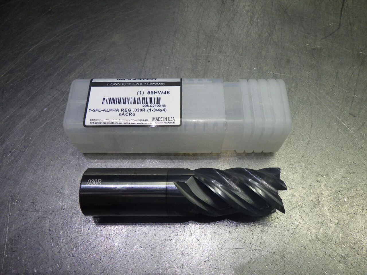 Monster 1" 5 Flute Carbide CR REG Endmill 1" Shank .03" R 295-021001B (LOC585)