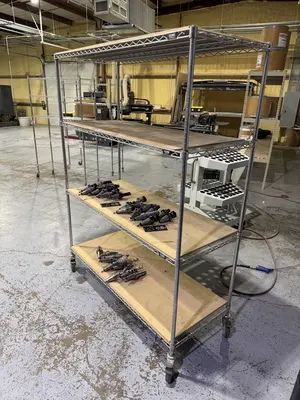 4 Tier Heavy Duty Rolling Wire Rack 60" x 24" x 78" (no contents, tool holders not included)
