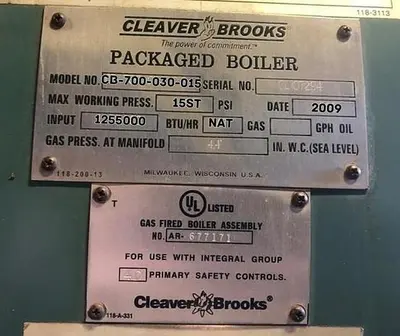 USED 2009 CLEAVER BROOKS CB-700-030