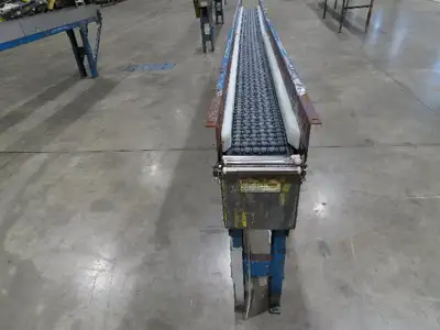 New London Engineering 8"x 12' Plastic Roller Belt Accumulating Conveyor 30 FPM