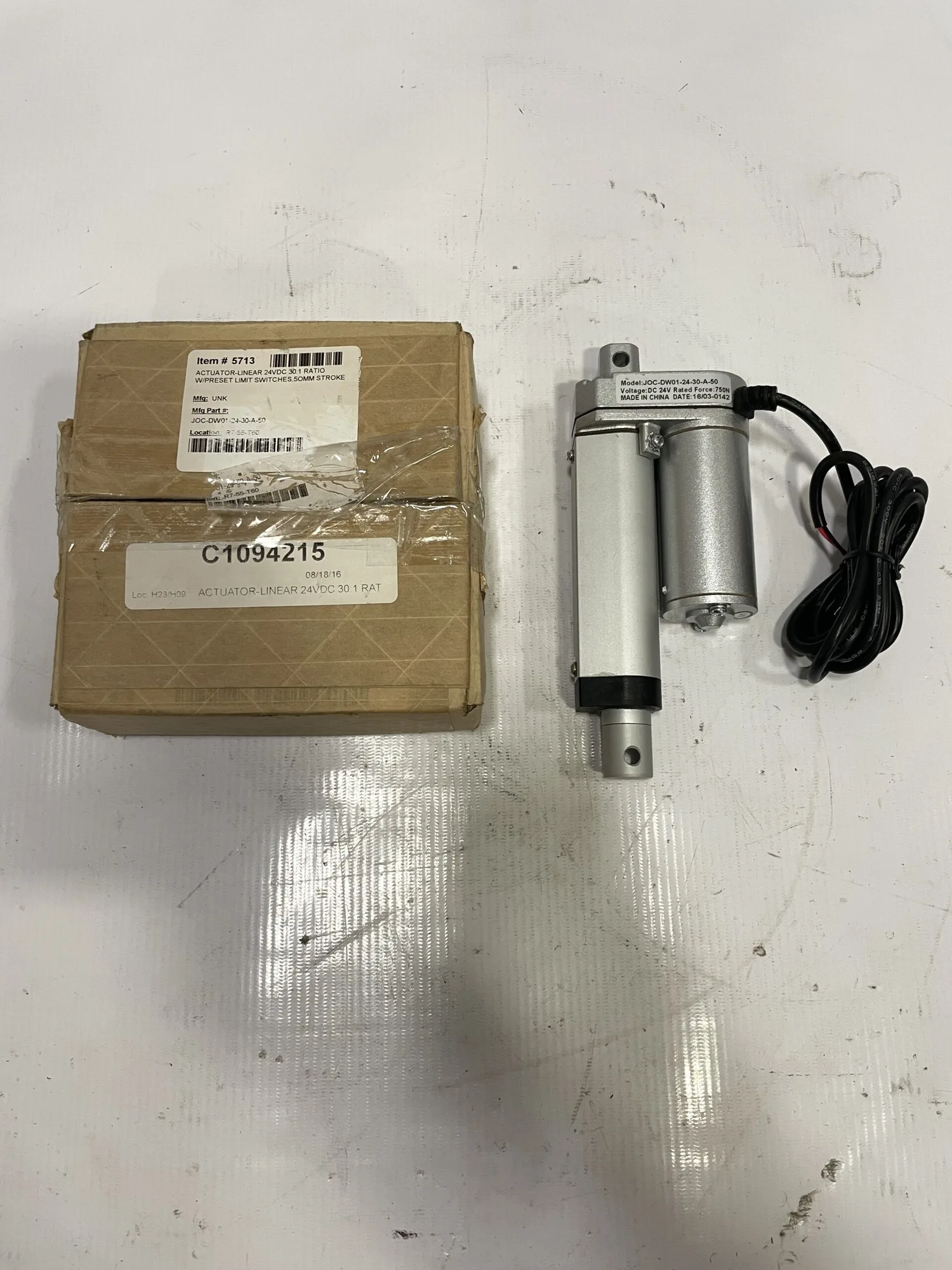 JOC-DW01-24-30-A-50 Linear Actuator 24VDC 30:1 50mm Stroke -NIB