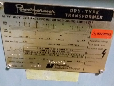 USED JEFFERSON ELECTRIC 45 KVA
