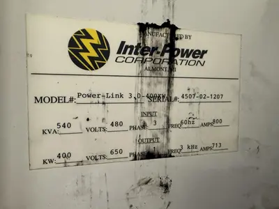 400 KW x 2 BAR INTER-POWER 3.0 POWER-LINK BILLIT INDUCTION HEATING SYSTEM, NEW 2007: YOBRO #27470