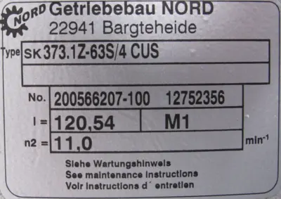 NEW NORD SK373.12-63S/4CUS GEARMOTOR 63S/4CUS 230/400V SK3731263S4CUS