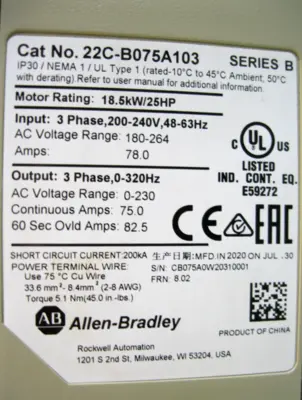 USED Allen-Bradley 22C-B075A103