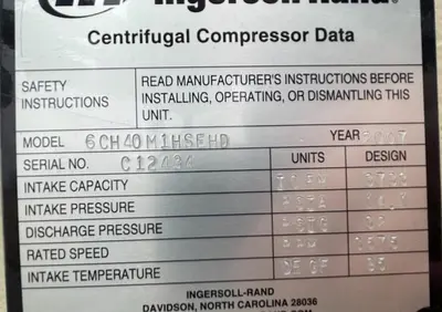 Used 2007 INGERSOLL RAND INGERSOL RAND 6CH40M1HSEHD Centrifugal Air Compressors Michigan US | Harbor Machinery Inc. #1767510