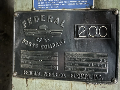 USED 1995 FEDERAL FEDERAL G1-200-54-30 PRESS