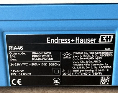 NEW IN BOX- Endress+Hauser RIA46 Field Meter and Controller RIA46-F1A2B 🇺🇸SHIP