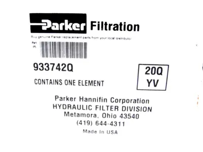 NEW PARKER 933742Q HYDRAULIC FILTER