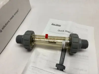 New | in-Stock BLUE-WHITE POLYSULFONE VARIABLE AREA FLOW METER 1/2" MNPT Valves/Fittings | Maverick Industrial Sales #1112295