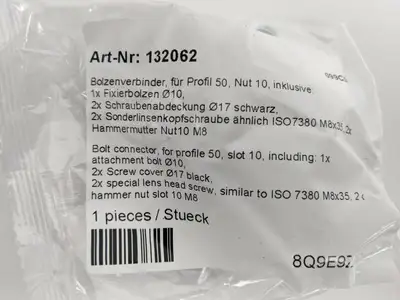 New | in-Stock Fath Bolt Connector for Profile 50, Slot 10, 132062 Misc Fasteners Michigan US | Maverick Industrial Sales #1401158