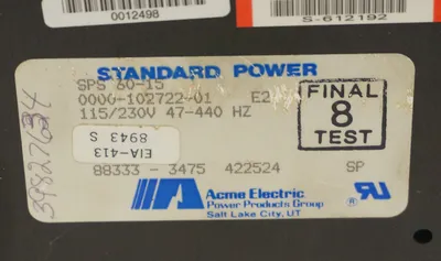 USED STANDARD POWER SPS-60-15 POWER SUPPLY MODULE 0000-102722-01, 115/230V, 47-440HZ