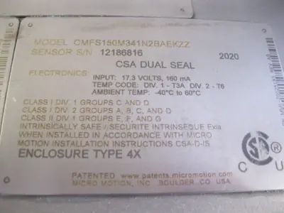 USED Micro Motion CMFS150 M341N2BAEKZZ