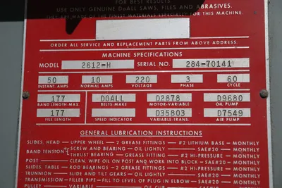 USED DOALL 2612-H