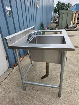 Used Advance Tabco Used 48" Stainless Steel Commercial 1 Compartment Sink with Faucet - SS398 - TH2 Sinks Illinois US | Falcon Restaurant Supply #1373719