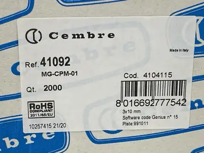 41092 | Cembre  Terminal Marker Tag MG-CPM-01 QTY OF 1600 - New Other
