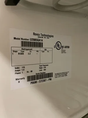 Revco U2005GA14 Undercounter Lab Refrigerator 2 °C to 8 °C