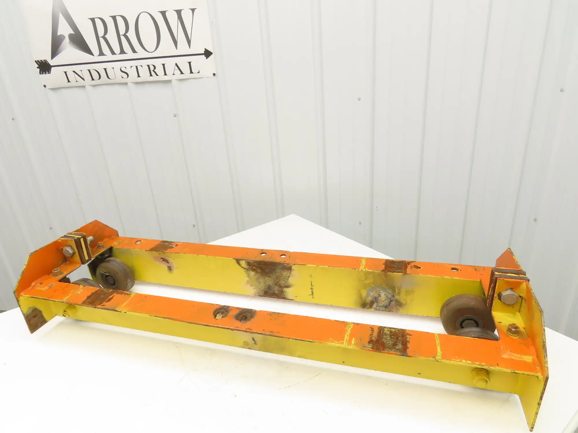 Underhung Bridge Crane Push End Truck 3-1/4"-5" Beam Flange 48"L 5"Steel Wheels